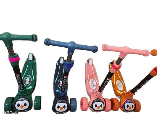 3 PU τροχιά LED Baby Kick Scooter πώληση για παιδιά λειτουργία μουσική φωτισμός ένα κλικ αναδιπλώσιμο